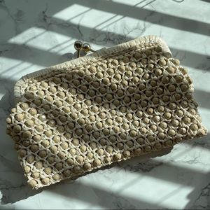 Boho Raffia Crochet Beaded Clutch